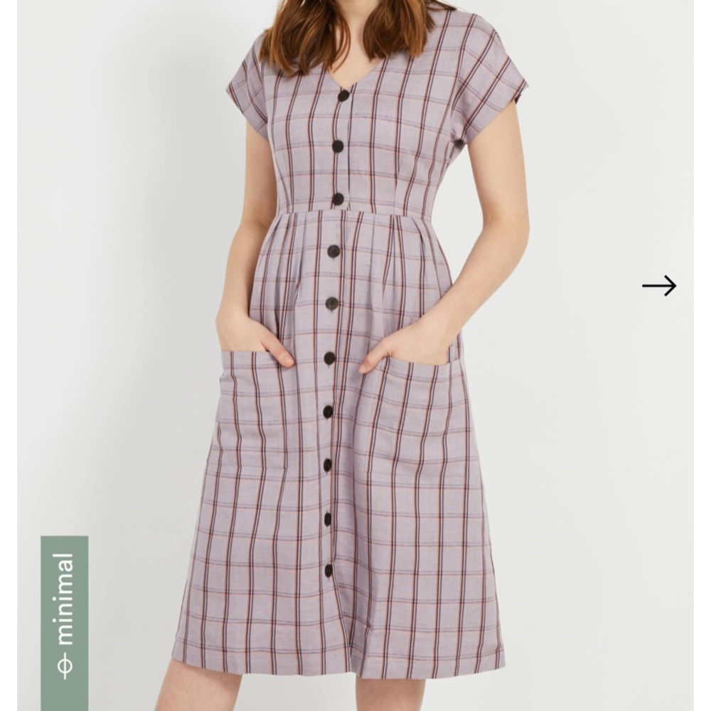 Lavender plaid Frank & Oak midi dress